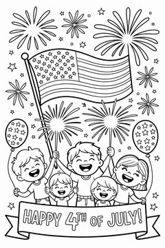 A group of children joyfully celebrate the 4th of July.