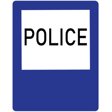 Police checkpoint regulatory traffic road sign isolated on white background