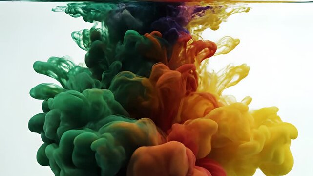 Vibrant Colors Exploding in Water Abstract Formation.