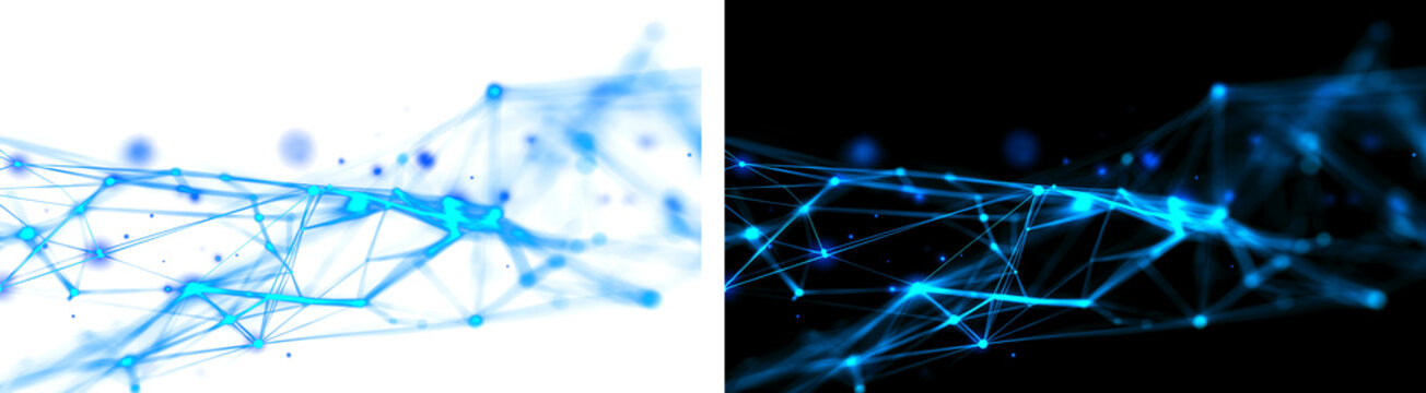 Blue AI Connection Graphic On Transparent And Black Background