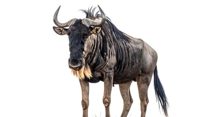 Large Horned Wildebeest Standing Isolated on White Background © Ismail