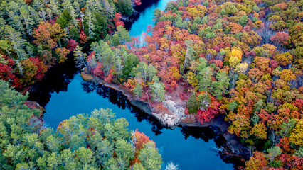 Overhead Kennebunk River Fall Foliage Rocky Island Aerial Maine © Dakota