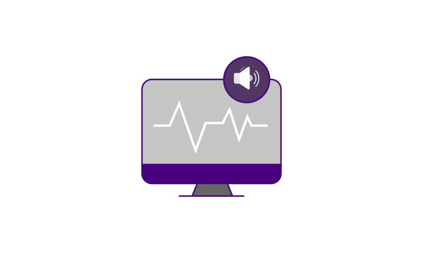 Digital Audio Monitoring Screen with Sound Wave and Speaker Icon &ndash; Voice Analysis Concept