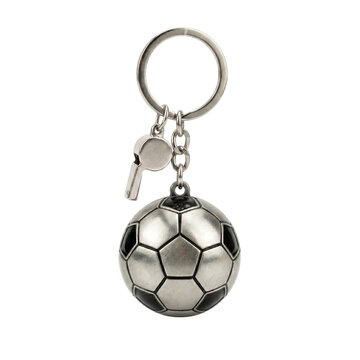 Soccer ball keychain with whistle