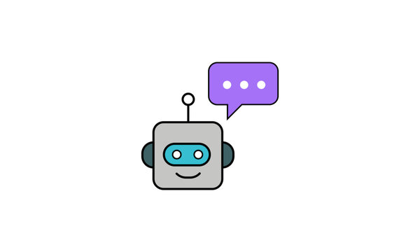 AI Chatbot Robot with Speech Bubble &ndash; Conversational Virtual Assistant Technology Concept