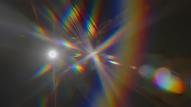Abstract Rainbow Light Streaks and Lens Flare Effect.