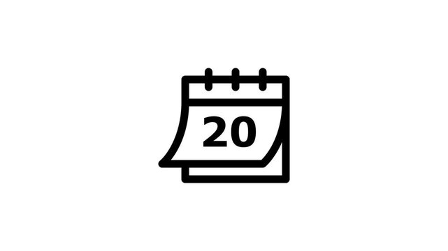 Black and white calendar showing the twentieth day of the month