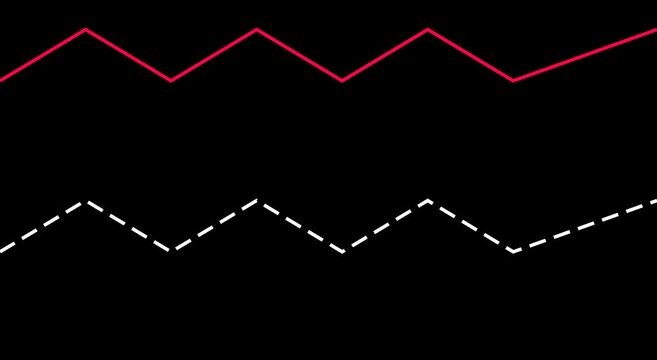 Abstract animated zigzag lines red and animation white minimalist motion