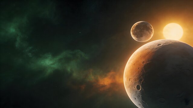 Planets and stars in space
