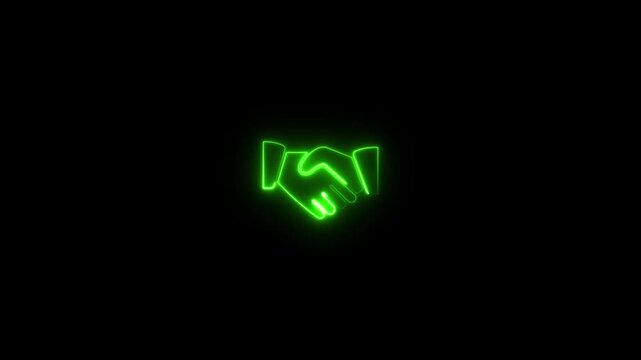 shaking hands icon animation, 4K illustration of shaking hands icon in outline design, animated on a white background.