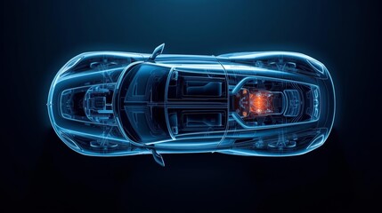 Naklejka premium Sports Car X ray Sleek Vehicle Design Concept Illustration