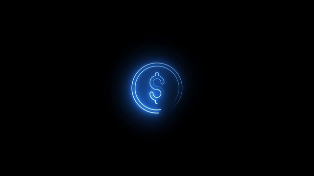 $ dolar Glowing neon line Letter Icon animation. 1M followers and subscribers on black background animation