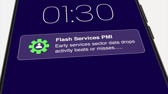 Smartphone screen displaying Flash Services PMI notification at 01:30