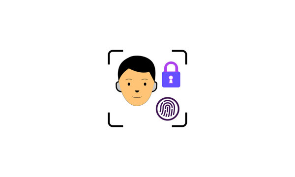Facial Recognition and Biometric Security Scan with Lock Icon &ndash; Cyber Security Technology