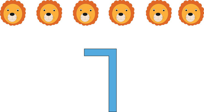 Number6 Counting Worksheet with Cute Cartoon Lion for Preschool