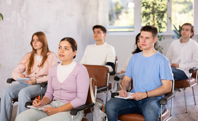 Fototapeta premium Teenagers study in the classroom on refresher courses in the classroom school