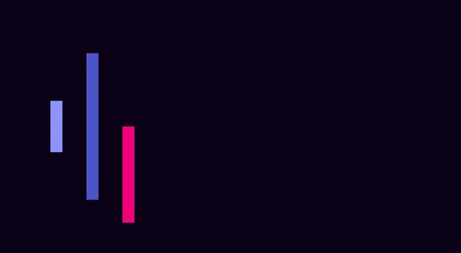 Abstract digital audio equalizer bars pulsing on dark animation background