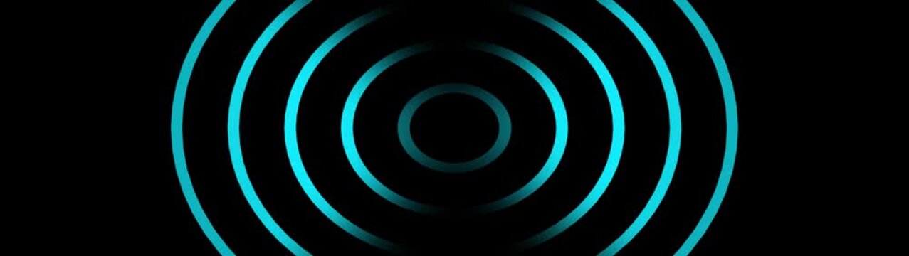 Pulsing neon cyan concentric circles abstract motion background