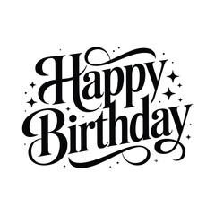 Fototapeta premium Happy Birthday Calligraphy Typography Design with Stars and Decorative Elements