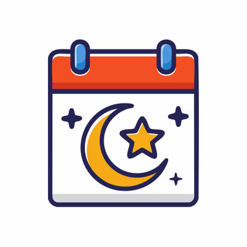Islamic Calendar Icon with Moon and Star