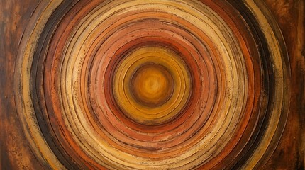Naklejka premium Abstract concentric circles in warm earthy brown and orange.