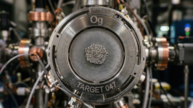 Oganesson Superheavy Element Target in High Energy Particle Physics Cyclotron Laboratory Facility