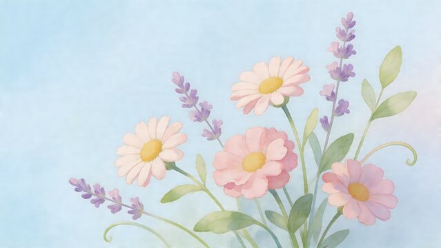 Painting of daisies and lavender