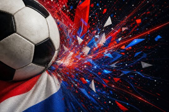 Paraguay national football team wallpaper, banner, poster, background. Paraguay flag and soccer ball with abstract light explosion representing energy and passion.