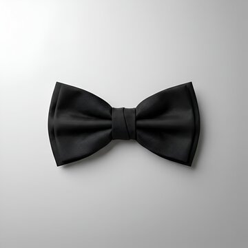 Classic black formal bowtie on light background.