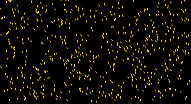 Abstract flying paper planes motion animation background, with colorful particles