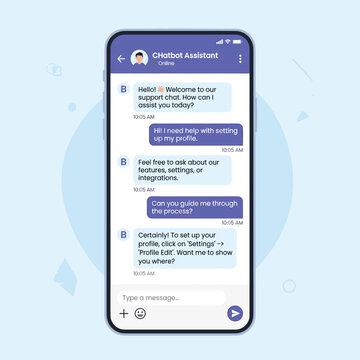 Chatbot Assistant With Phone With Chat Window