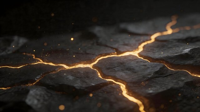 Cracked Surface With Glowing Lines