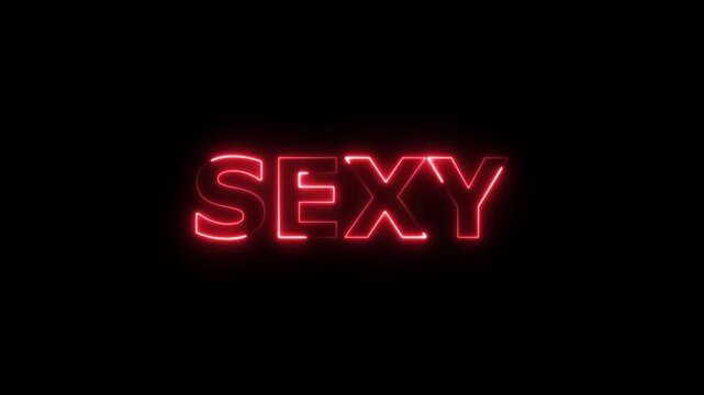 Sex sign as illuminated neon advertising for nightclub or massage. Glowing text message or fluorescent signage for love - 4k