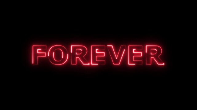 Bright red neon sign with the word forever on black background