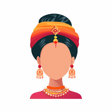 Indian Woman with Traditional Jewelry and Turban