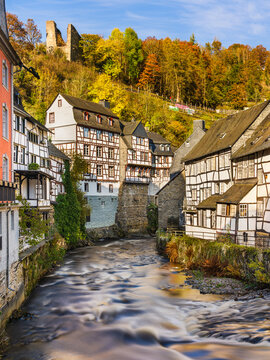 Monschau on a sunny autumn day, Germany