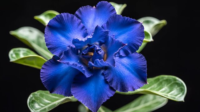 Stunning Blue Desert Rose Flower Blooming in Slow Motion.