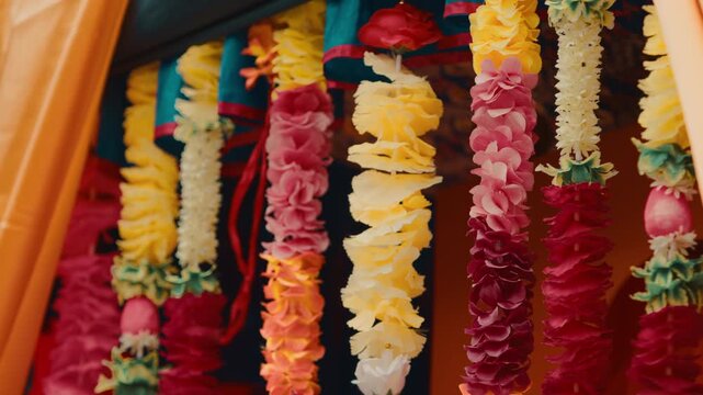 Floral decorations of a chariot for the Indian Vaisakhi religion