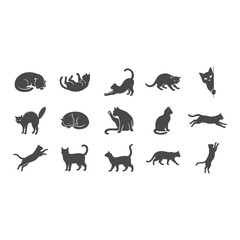 Obraz premium Black Cat Silhouette Vector Collection with Various Cute and Playful Feline Poses