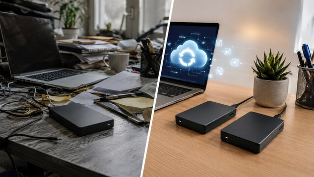 Single external drive versus organized backup copy with cloud storage