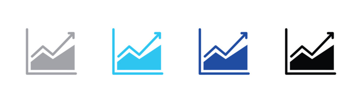 Bar chart with line graph and upward arrow for analytics data visualization analytics increase business statistic performance progress investment analysis background isolated planning
