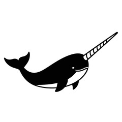 Cute Narwhal Illustration - Arctic Whale with Tusk © eko