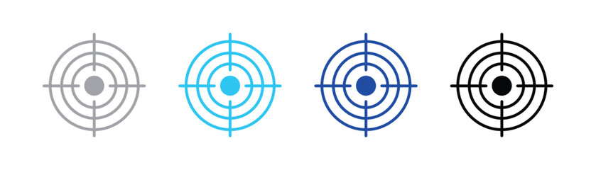 Target icon vector illustration with target practice white background flat design line art bullseye crosshairs shooting accuracy precision objective competition military strategy © SilentSmog