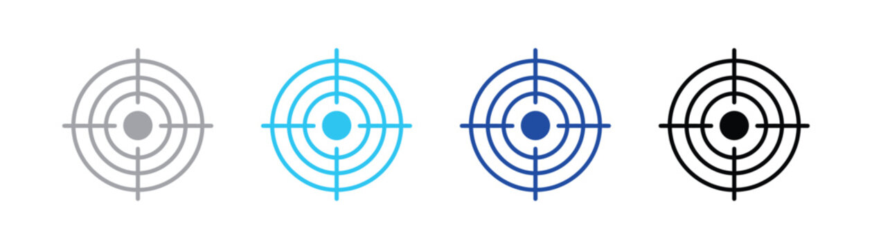 Target icon vector illustration with target practice white background flat design line art bullseye crosshairs shooting accuracy precision objective competition military strategy