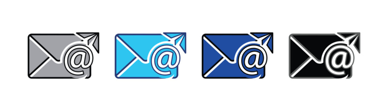 Email icon with blue envelope and at symbol graphic resources envelope at symbol communication internet technology illustration business correspondence connection information wireless