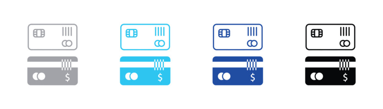 Credit cards with chip and magnetic stripe icons e commerce magnetic illustration transaction contactless security purchase exchange terminal e-commerce shopping technology