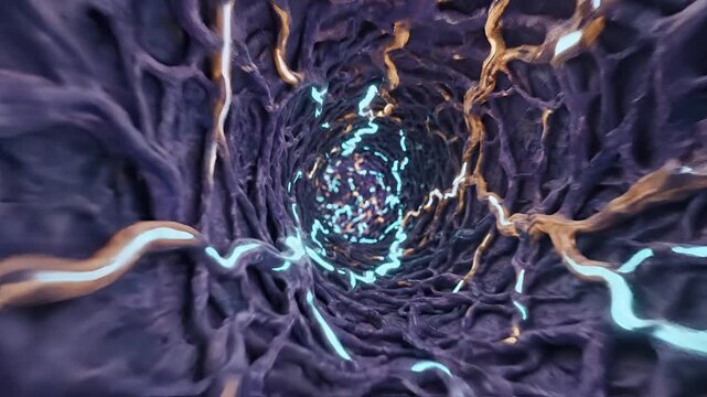 Abstract Tunnel Vortex with Electric Energy Flowing Through.