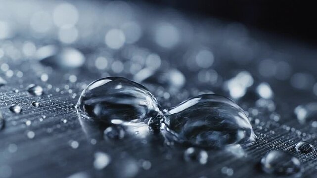 Water Droplet Falling and Merging on Brushed Metallic Surface, Extreme Macro Slow Motion of Condensation and Liquid Splashing