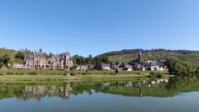 Historic Lieqaser castle sourround tiny town and vineyards