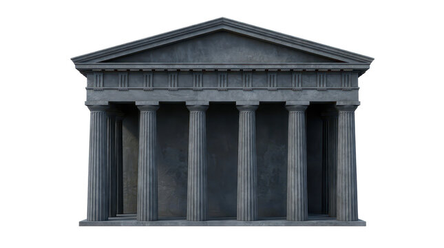 Ancient Greek Temple with Doric Columns and Pediment